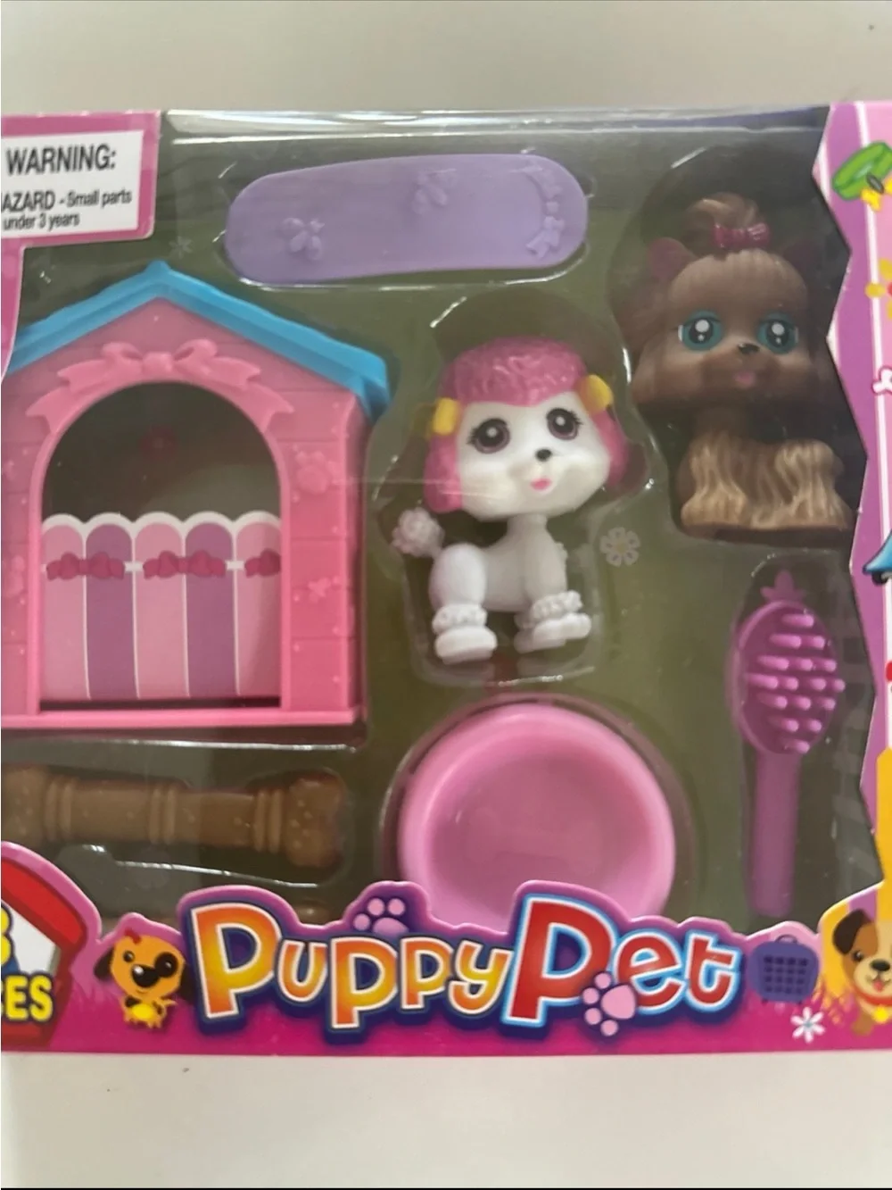 Two Puppy Pet Sets,  Play Set, total 4 Puppy figurines